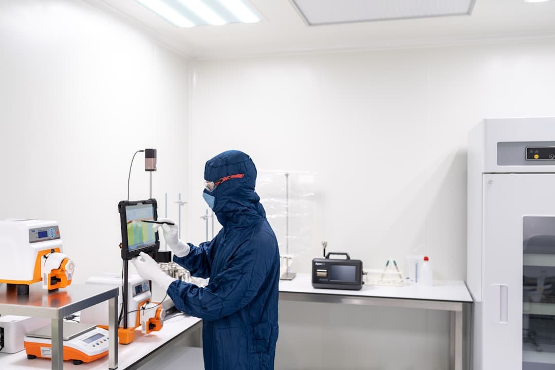 Lab worker analyzing samples
