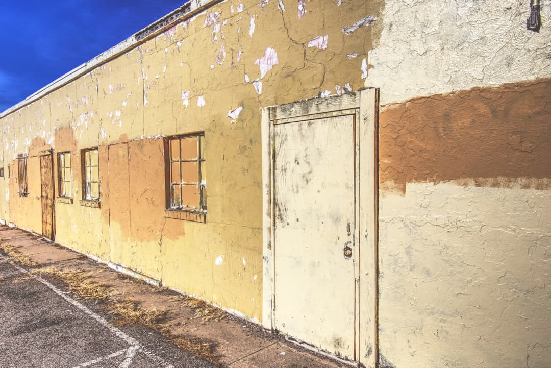 Older building exterior with weathered paint