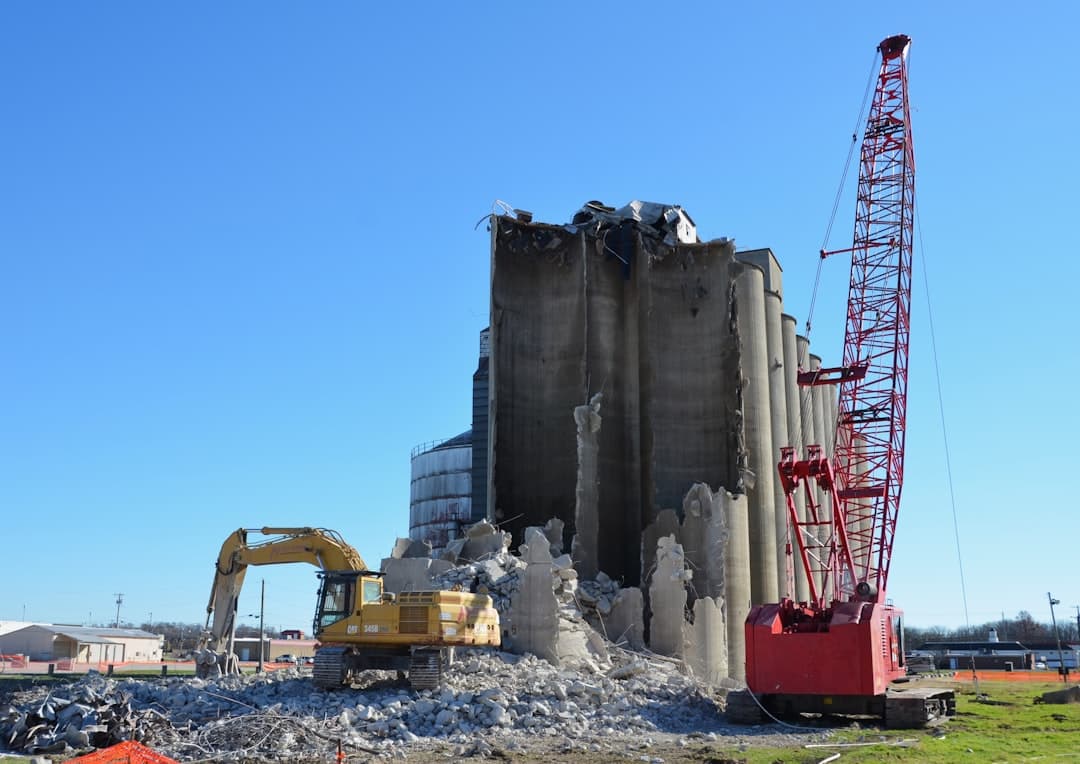 Excavator at a demolition site