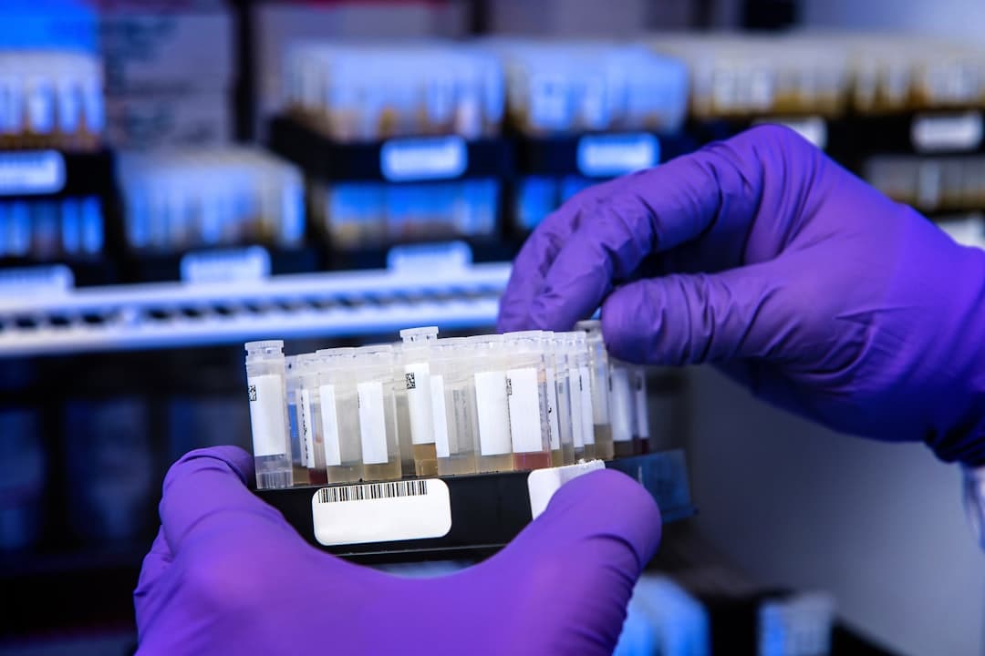 Lab technician preparing an asbestos sample for analysis
