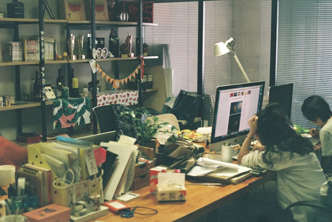 Interior office space with workstations