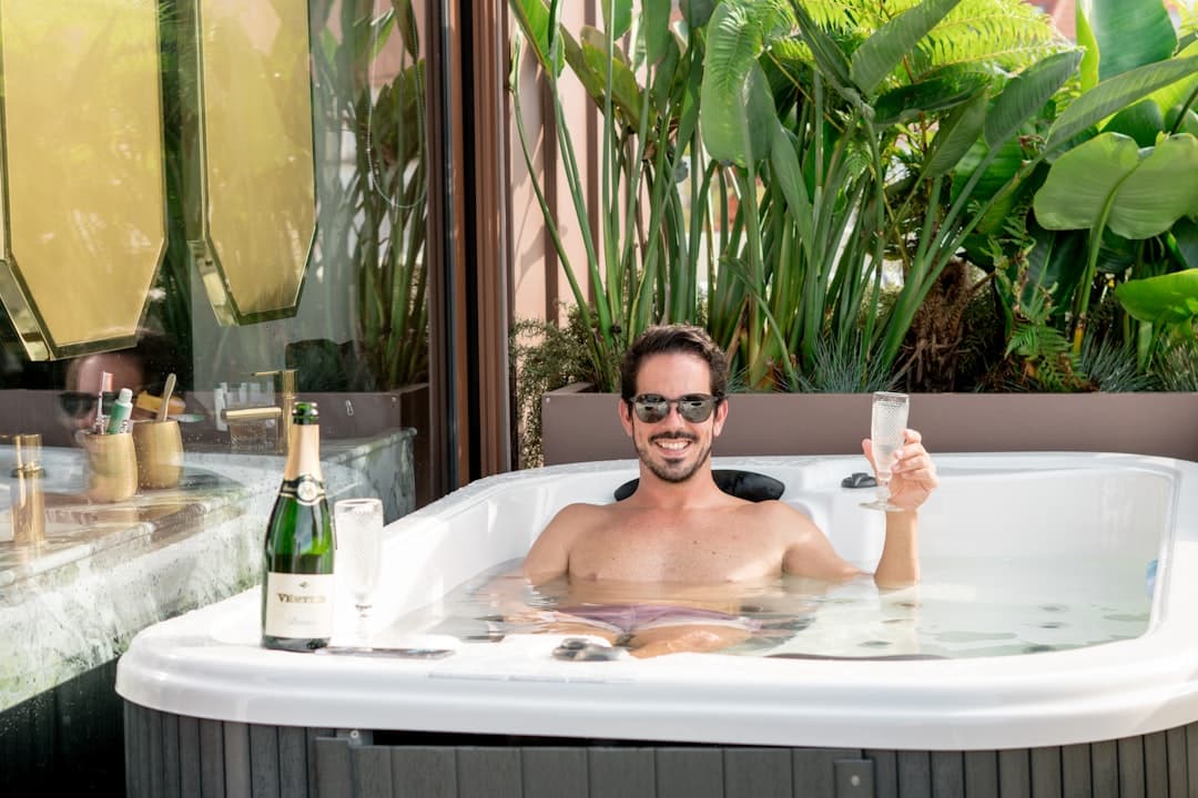Luxury hotel spa and hot tub setting