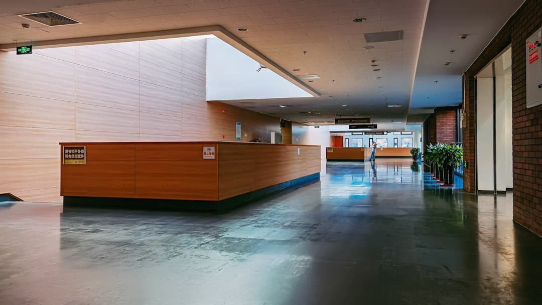 Modern hospital corridor where waterborne infection control matters