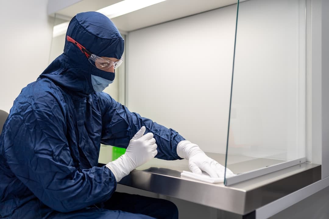 Cleanroom pharmacist preparing a sterile compound